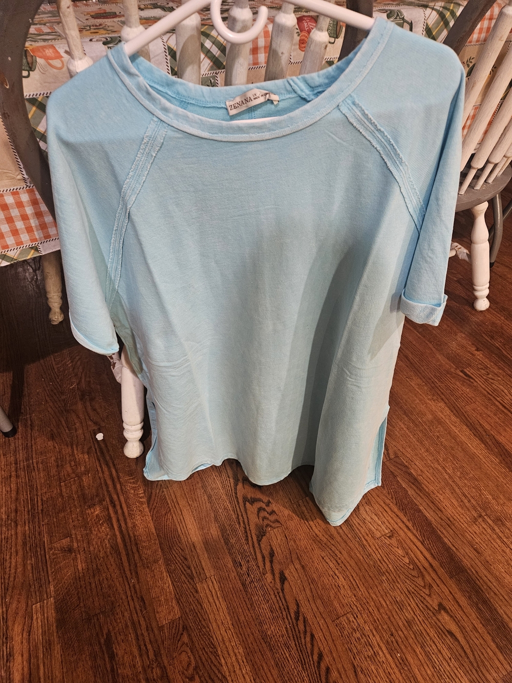 Zenana Outfitters Light Blue Women's Short Sleeve Top